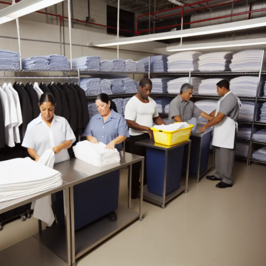 Nagyobb mennyiségű textília összegyűjtve üzleti mosodai szolgáltatáshoz