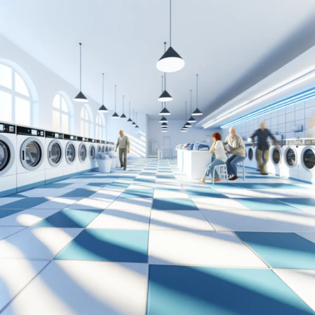 Modern, tiszta mosoda belső tere a Wash & Dry HU-nál