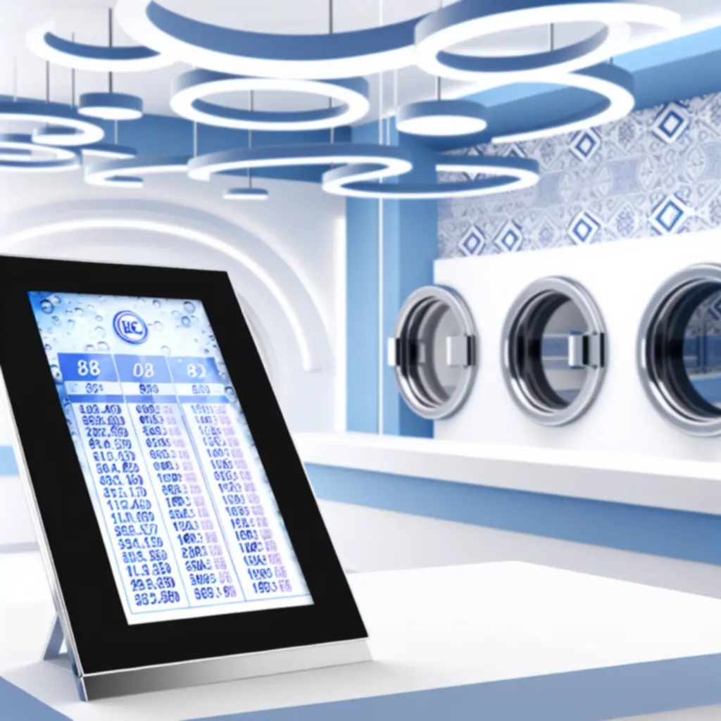 Modern, táblagépen megjelenített mosodai árlista